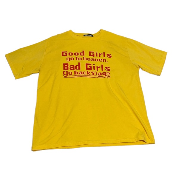 Dolls Kill Tops - Dolls Kill Good Girls Bad Girls Yellow and Red Short Sleeve Top